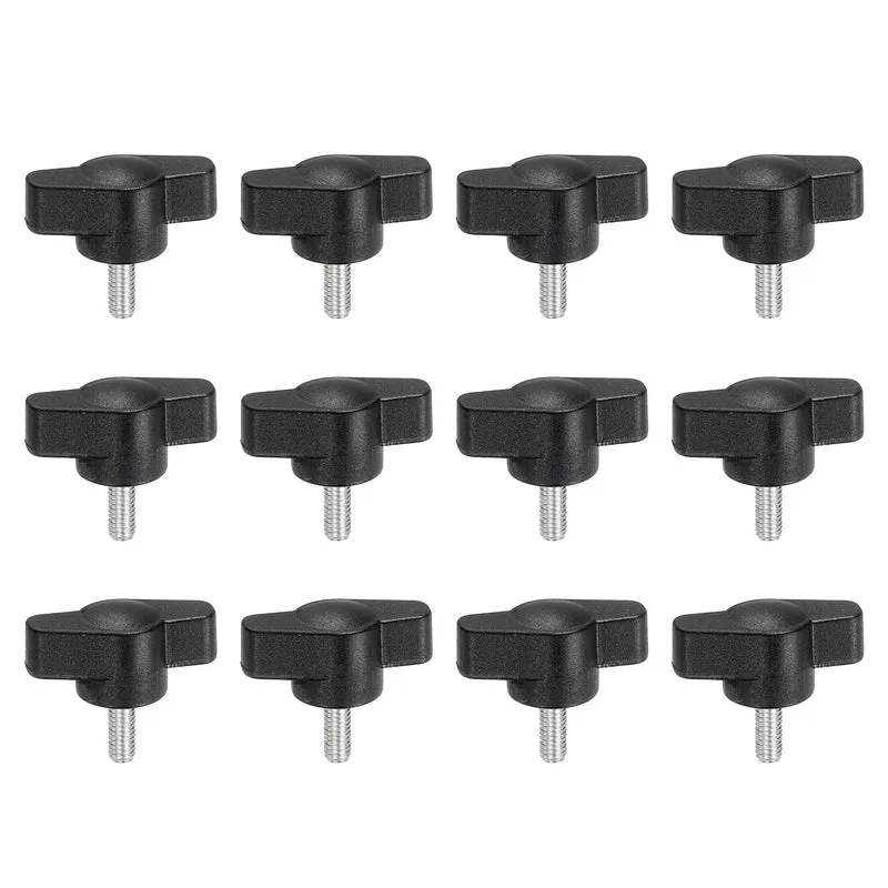 12 Pcs M4 x 10mm Tee Thumb Screws, 27mm Width Carbon Steel Tee Wing Knobs Screws