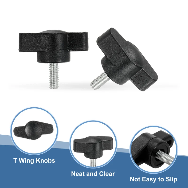 12 Pcs M4 x 10mm Tee Thumb Screws, 27mm Width Carbon Steel Tee Wing Knobs Screws
