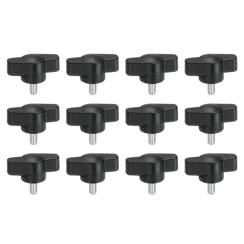 12 Pcs M4 x 8mm Tee Thumb Screws, 27mm Width Carbon Steel Tee Wing Knobs Screws
