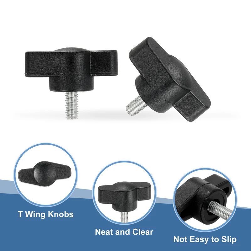 12 Pcs M4 x 8mm Tee Thumb Screws, 27mm Width Carbon Steel Tee Wing Knobs Screws