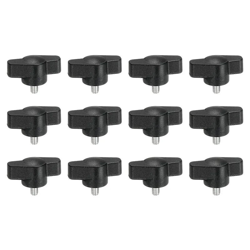 12 Pcs M4 x 6mm Tee Thumb Screws, 27mm Width Carbon Steel Tee Wing Knobs Screws