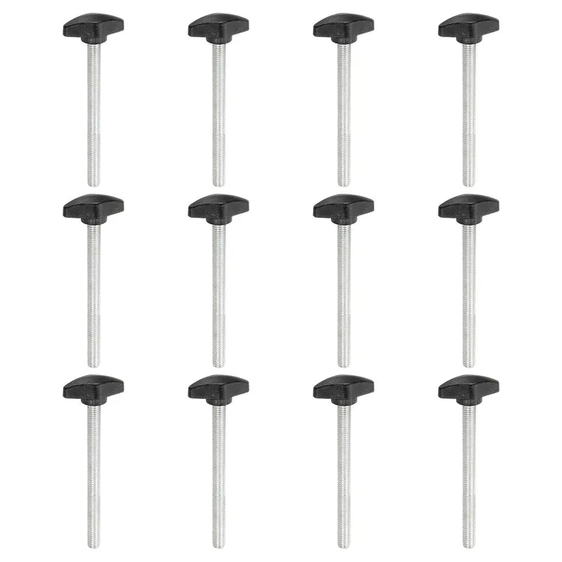 12 Pcs M8 x 90mm Tee Thumb Screws, 35mm Width Carbon Steel Tee Wing Knobs Screws