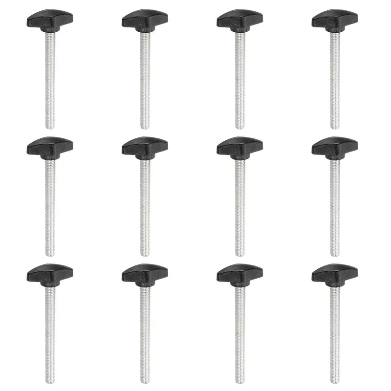 12 Pcs M8 x 80mm Tee Thumb Screws, 35mm Width Carbon Steel Tee Wing Knobs Screws
