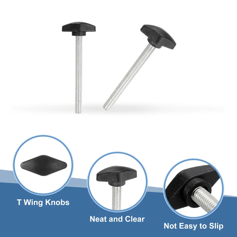 12 Pcs M8 x 80mm Tee Thumb Screws, 35mm Width Carbon Steel Tee Wing Knobs Screws