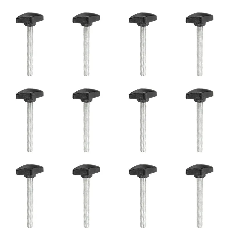 12 Pcs M8 x 70mm Tee Thumb Screws, 35mm Width Carbon Steel Tee Wing Knobs Screws