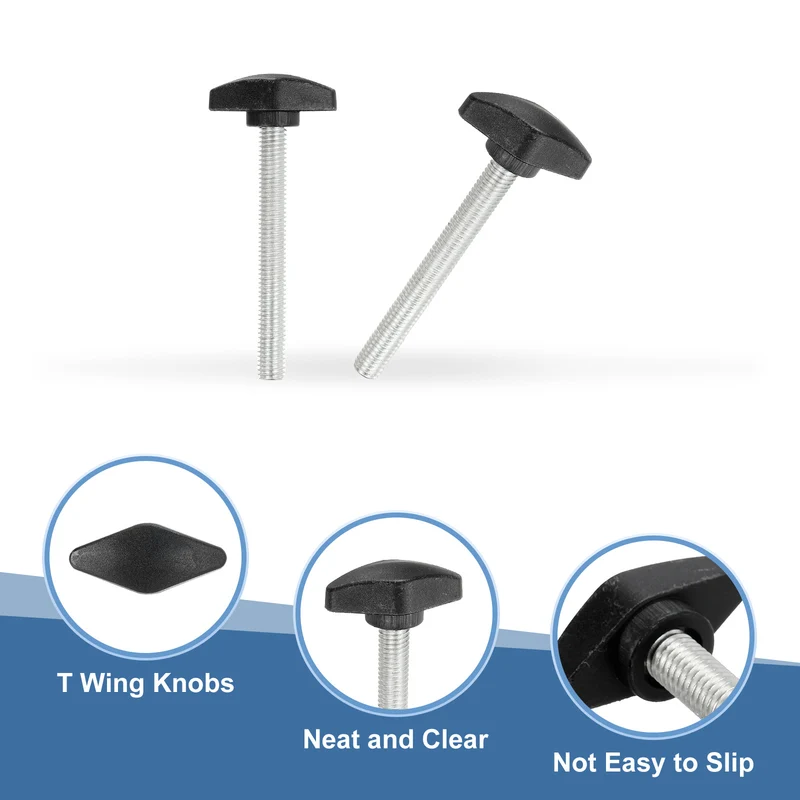 12 Pcs M8 x 70mm Tee Thumb Screws, 35mm Width Carbon Steel Tee Wing Knobs Screws