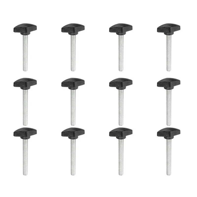12 Pcs M8 x 60mm Tee Thumb Screws, 35mm Width Carbon Steel Tee Wing Knobs Screws