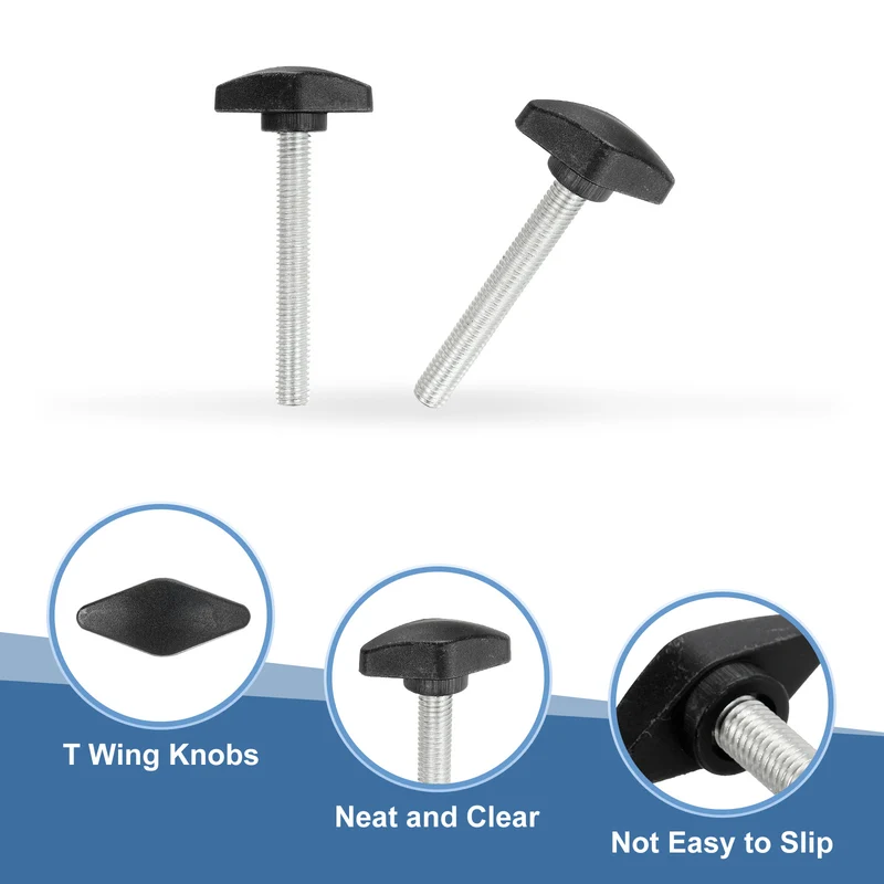 12 Pcs M8 x 60mm Tee Thumb Screws, 35mm Width Carbon Steel Tee Wing Knobs Screws