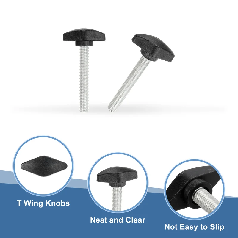 12 Pcs M8 x 55mm Tee Thumb Screws, 35mm Width Carbon Steel Tee Wing Knobs Screws