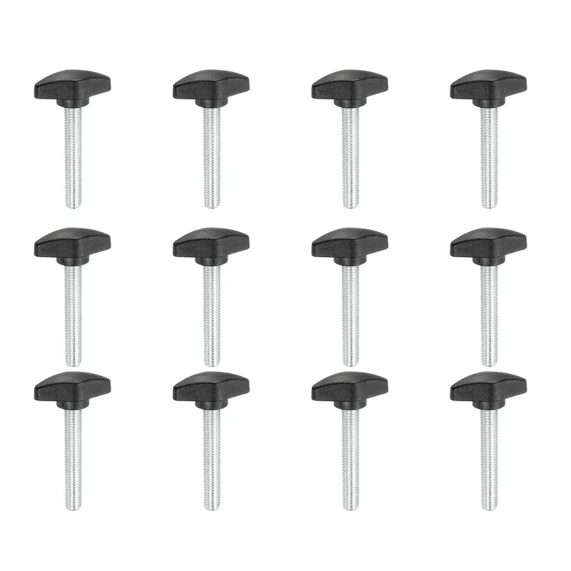 12 Pcs M8 x 50mm Tee Thumb Screws, 35mm Width Carbon Steel Tee Wing Knobs Screws