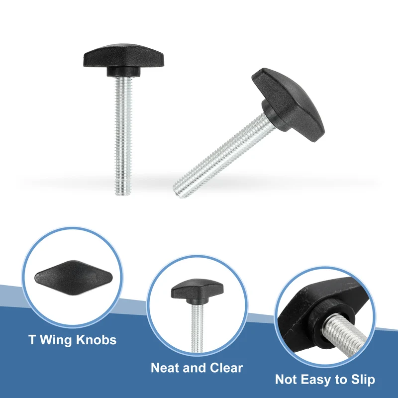 12 Pcs M8 x 50mm Tee Thumb Screws, 35mm Width Carbon Steel Tee Wing Knobs Screws