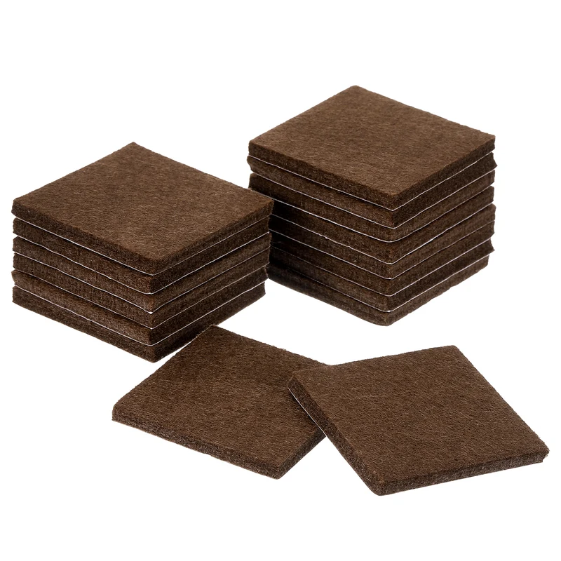 Furniture Pads, 16Pcs 2" - Square Self Adhesive Felt Furniture Pads, Floor Protectors for Furniture Feet Chairs Legs Hardwood Floors (Brown)