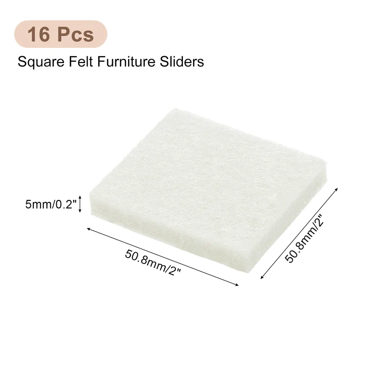 Furniture Pads, 16Pcs 2" Square Self Adhesive Felt Furniture Pads (Beige)