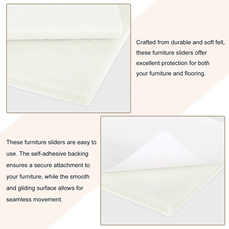 Furniture Pads, 16Pcs 2" Square Self Adhesive Felt Furniture Pads (Beige)