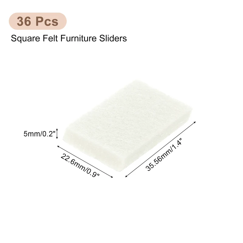 36Pcs 1.4"x0.9" Rectangle Self Adhesive Felt Furniture Pads (Beige)