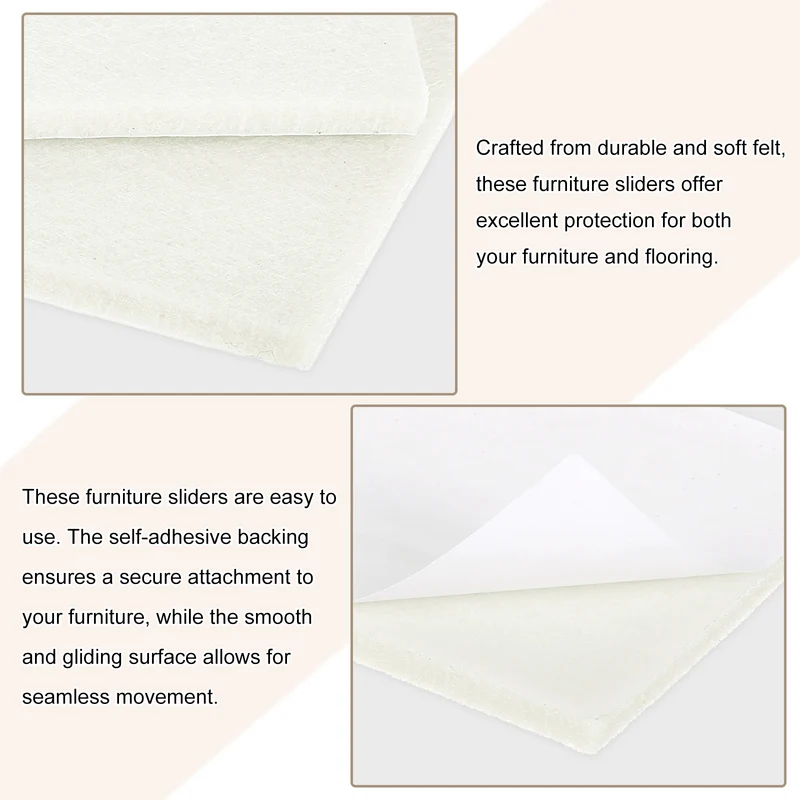 36Pcs 1.4"x0.9" Rectangle Self Adhesive Felt Furniture Pads (Beige)