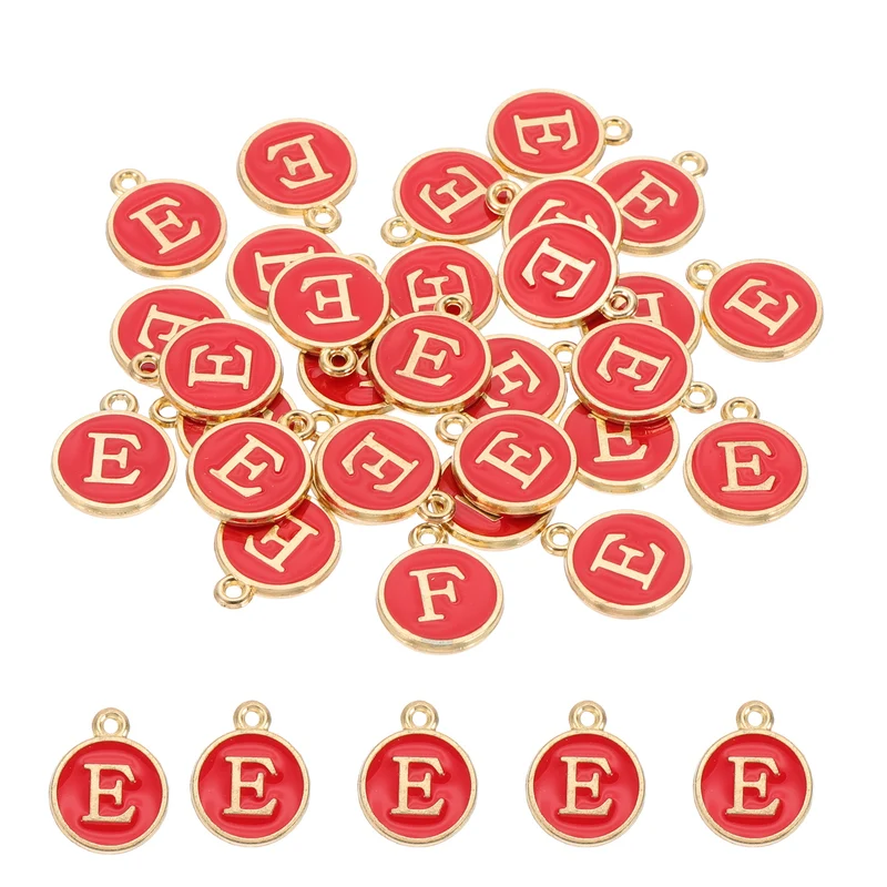 Letter Charm, 30 Pcs Capital Initial Alphabet E Letter Charm for Bracelet, Red