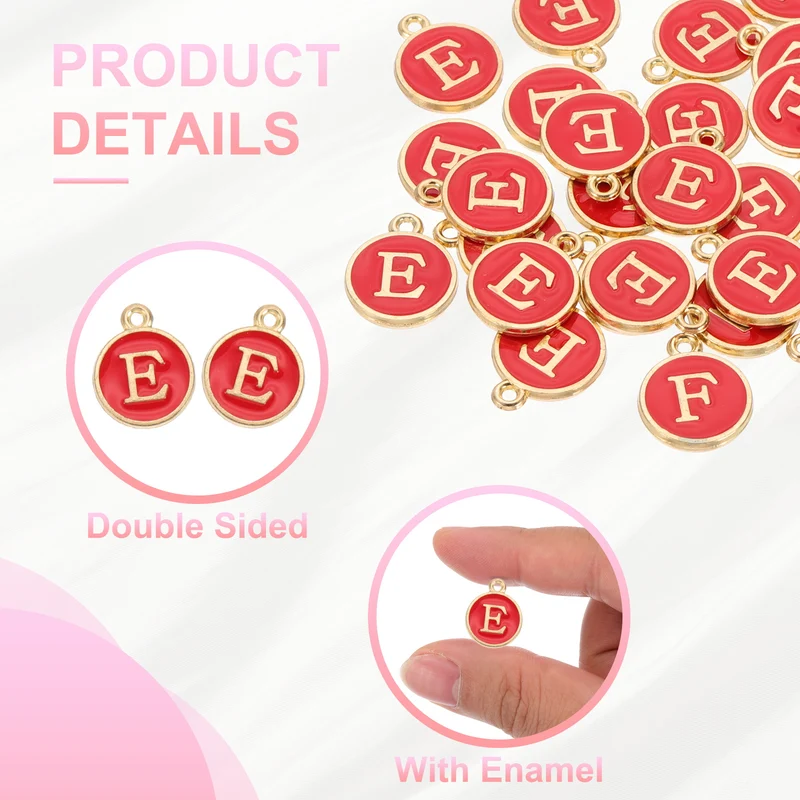 Letter Charm, 30 Pcs Capital Initial Alphabet E Letter Charm for Bracelet, Red
