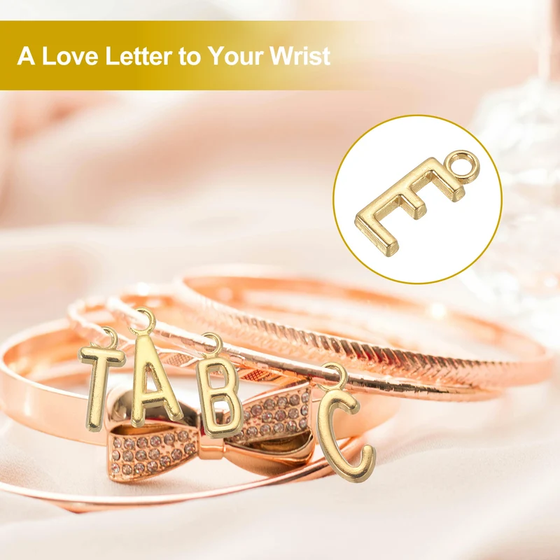 0.3" Letter Charm A-Z for Jewelry Making - E (100 Pack, Bright Silver/Dark Gold)