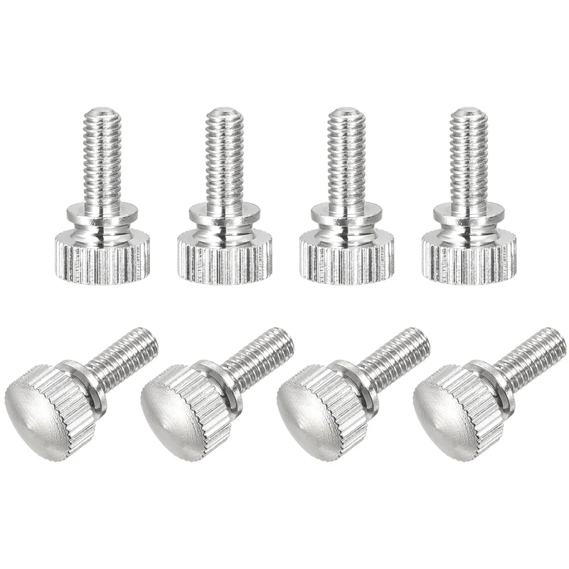 Knurled Thumb Screws M4x10mm Brass Shoulder Bolts Grip Knobs Nickel Plated 8Pcs