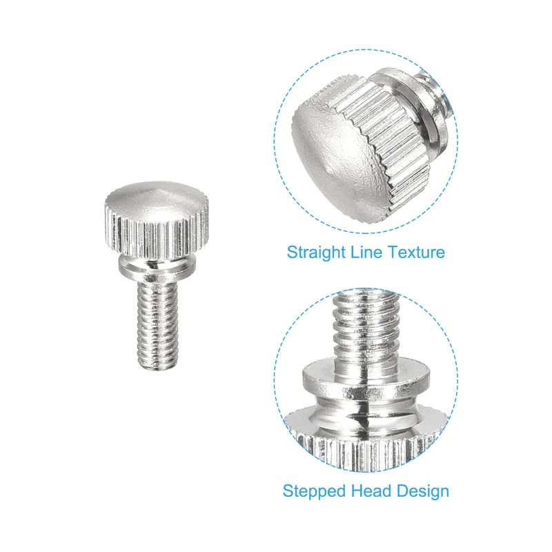 Knurled Thumb Screws M4x10mm Brass Shoulder Bolts Grip Knobs Nickel Plated 8Pcs