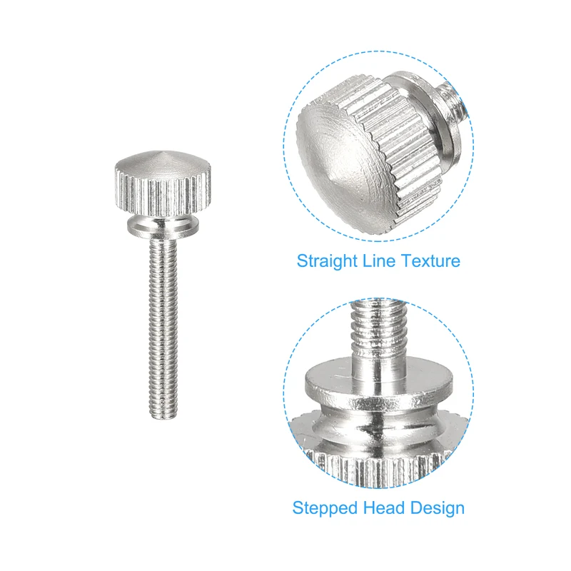 Knurled Thumb Screws M3x20mm Brass Shoulder Bolts Grip Knobs Nickel Plated 8Pcs