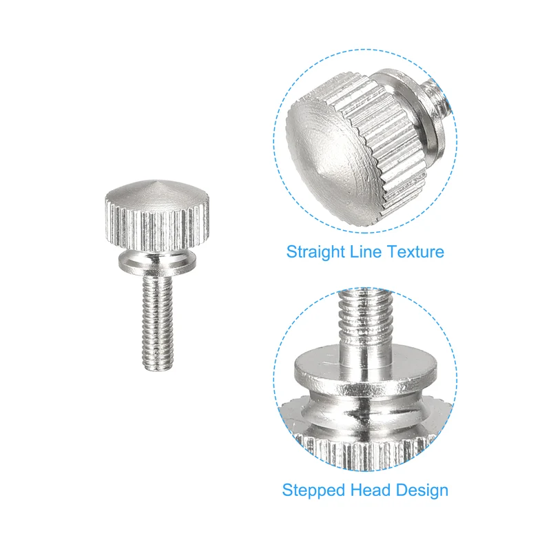 Knurled Thumb Screws M3x10mm Brass Shoulder Bolts Grip Knobs Nickel Plated 5Pcs