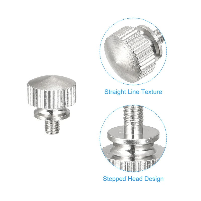 Knurled Thumb Screws M3x5mm Brass Shoulder Bolts Grip Knobs Nickel Plated 5Pcs