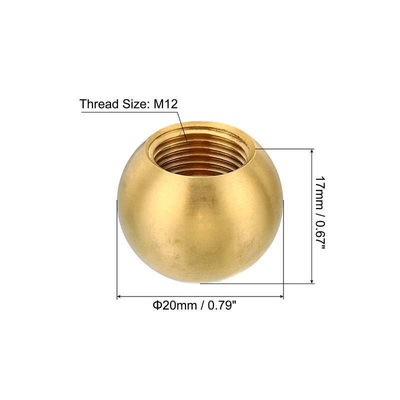2pcs M12x1 Thread Lamp Finials Cap Knob Brass Ball Lamp Decoration Screw Caps