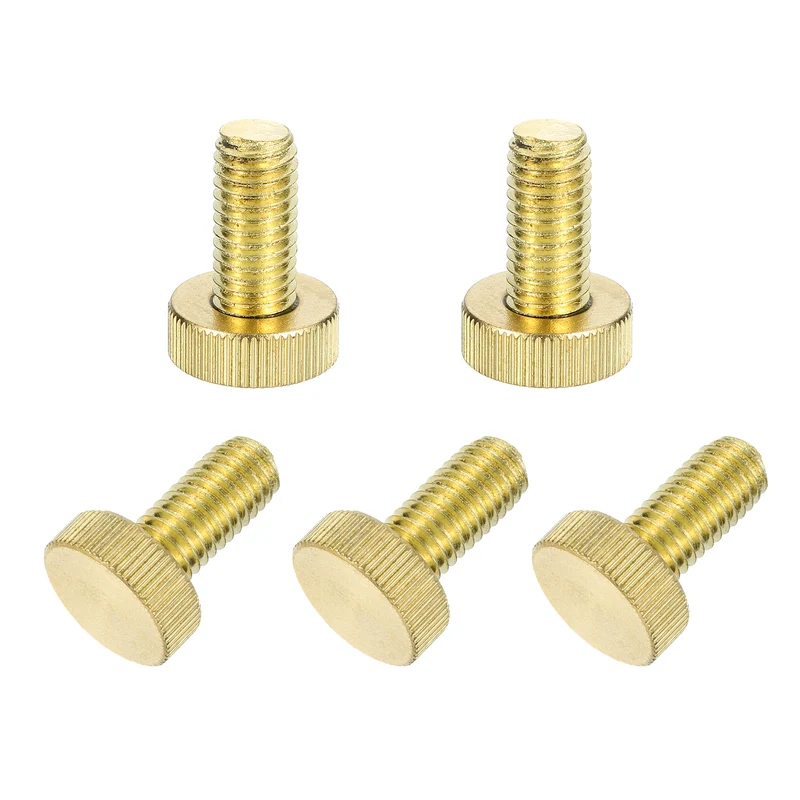 5Pcs Brass Knurled Thumb Screws, M10x20mm Flat Stripe Bolt Knob Fasteners