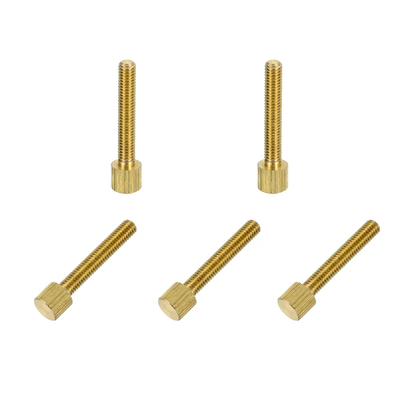 5Pcs Brass Knurled Thumb Screws, M4x25mm (8x6mm Head) Flat Stripe Bolt Fasteners