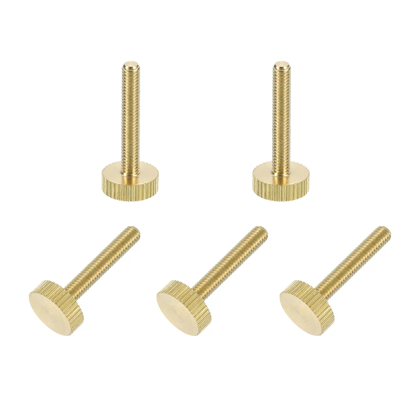 5Pcs Brass Knurled Thumb Screws, M4x25mm Flat Stripe Bolt Knob Fasteners