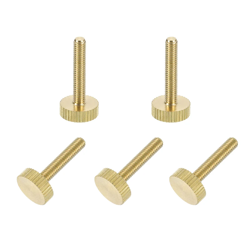 5Pcs Brass Knurled Thumb Screws, M4x22mm Flat Stripe Bolt Knob Fasteners