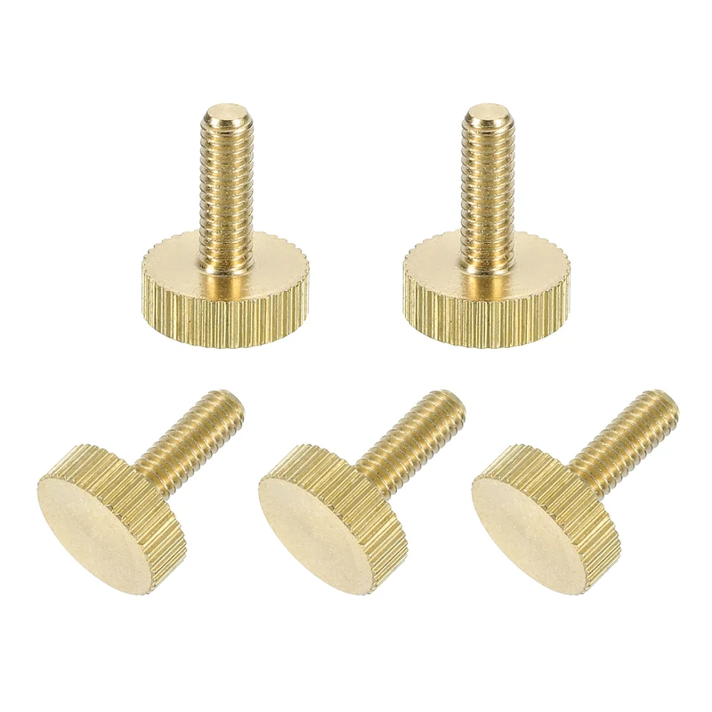 5Pcs Brass Knurled Thumb Screws M4x12mm Flat Stripe Bolt Knob Fasteners