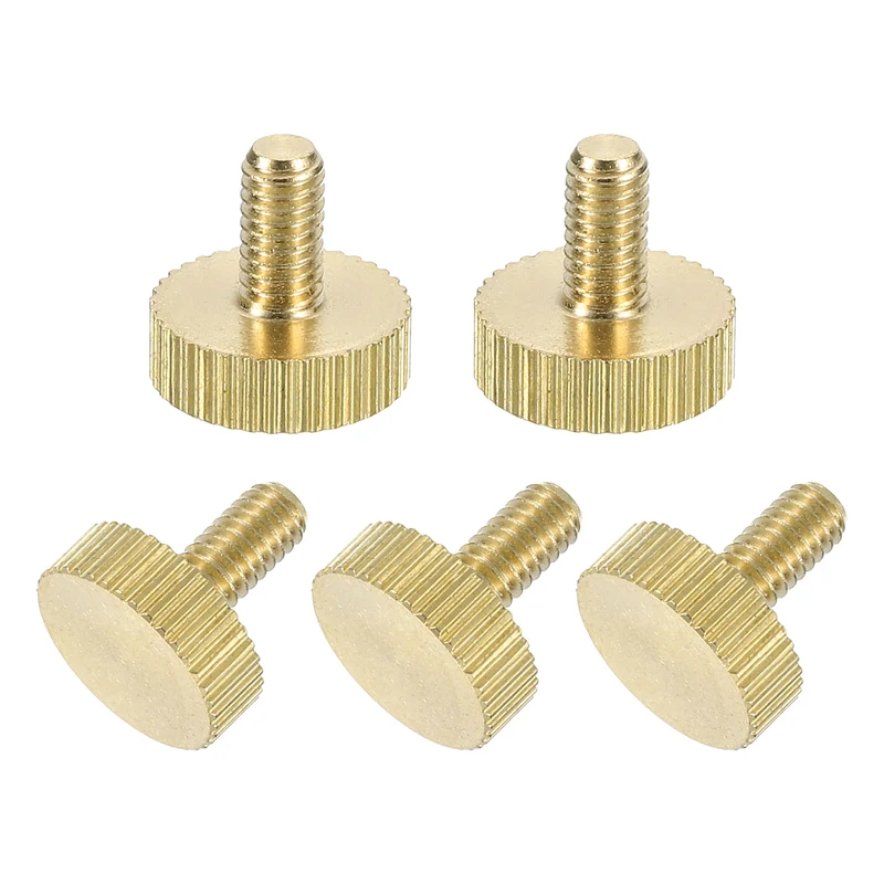 5Pcs Brass Knurled Thumb Screws, M4x8mm Flat Stripe Bolt Knob Fasteners