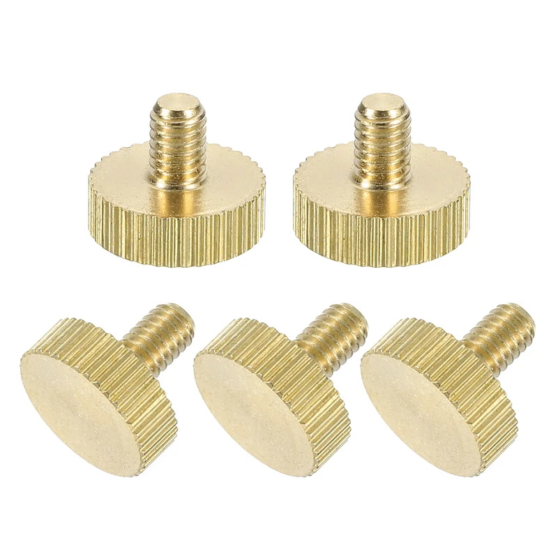5Pcs Brass Knurled Thumb Screws M4x6mm Flat Stripe Bolt Knob Fasteners