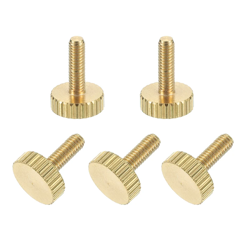 5Pcs Brass Knurled Thumb Screws, M3x8mm Flat Stripe Bolt Knob Fasteners