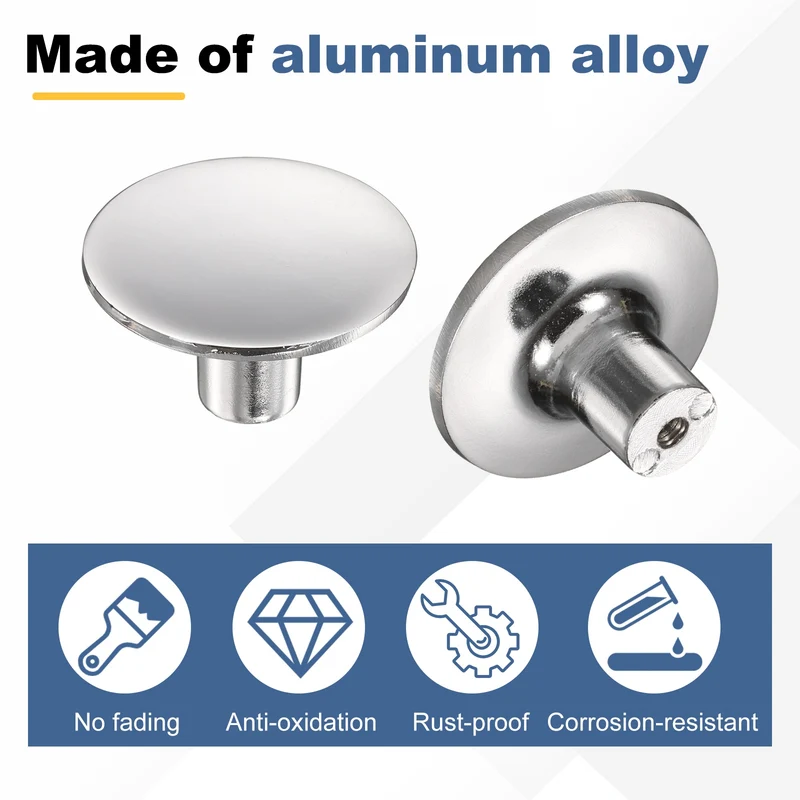 4Pcs Cabinet Knobs, 1.5" Single Hole Round Drawer Knob with Screws, Silver