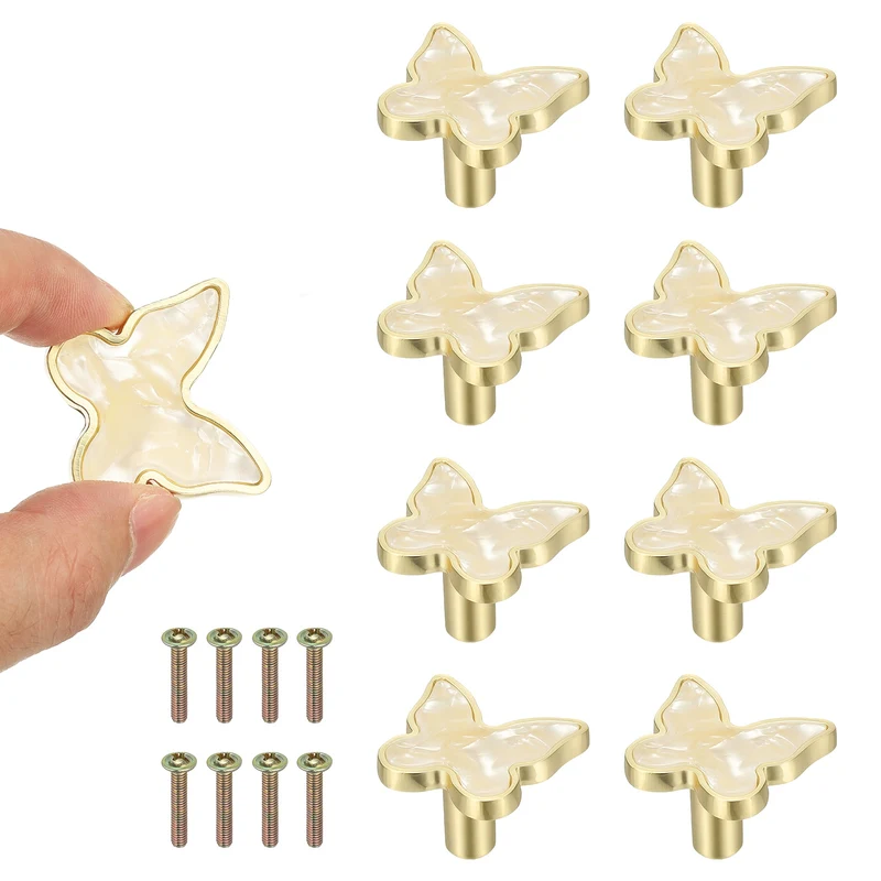 8 Pcs Butterfly Shaped Cabinet Knobs, Bathroom Dresser Knobs Shell
