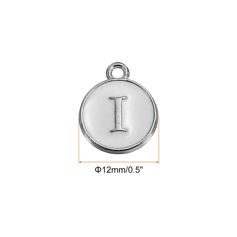 50 Pcs Alphabet I Enamel Letter Charm Enamel Initial Charm White