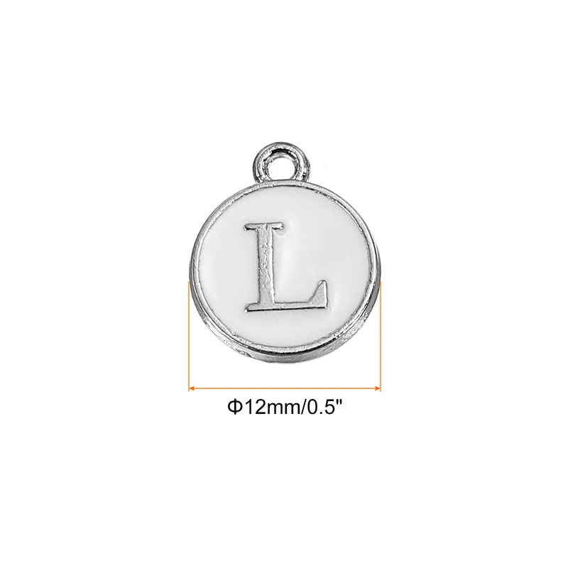 50 Pcs Alphabet L Enamel Letter Charm Enamel Initial Charm White