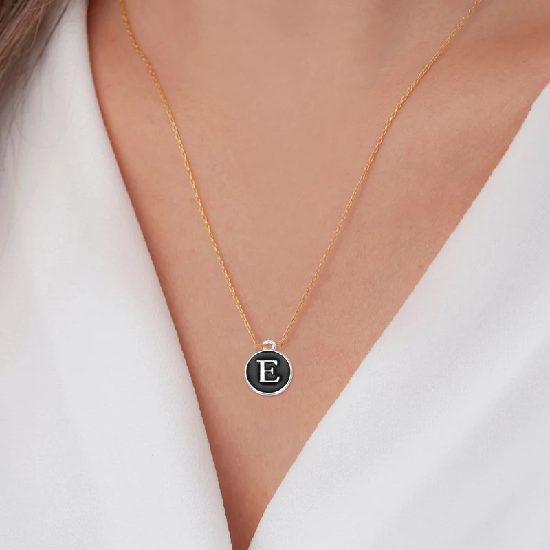 36pcs Letter A Pendants Double Sided Charm Enamel Alphabet Pendant White & Black