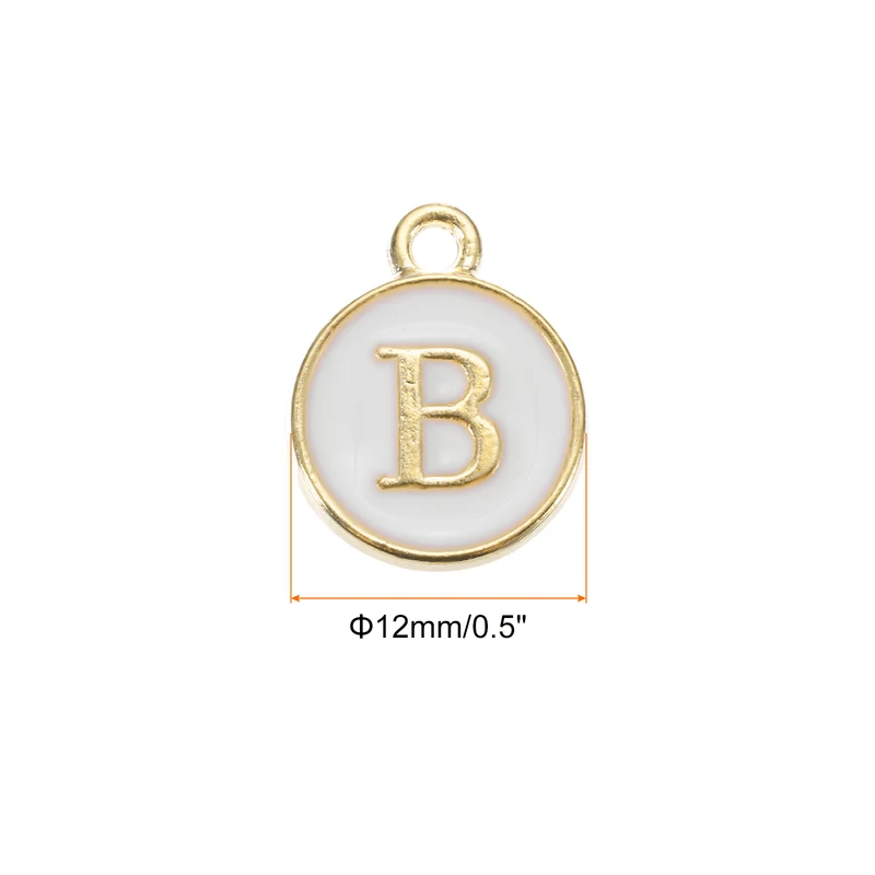 Alphabet B Letter Charm Double Sided Enamel Alphabet Pendant White 20 Pcs