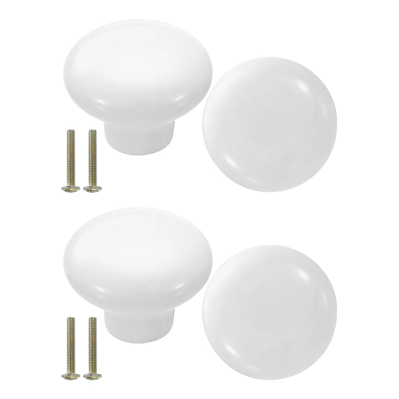 4 Pack Round Ceramic Drawer Knobs White Dresser Pulls Handles