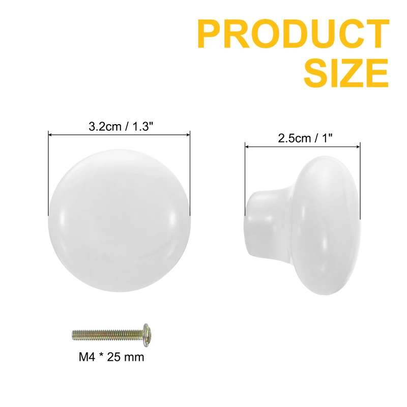 4 Pack Round Ceramic Drawer Knobs White Dresser Pulls Handles