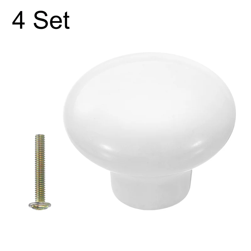 4 Pack Round Ceramic Drawer Knobs White Dresser Pulls Handles