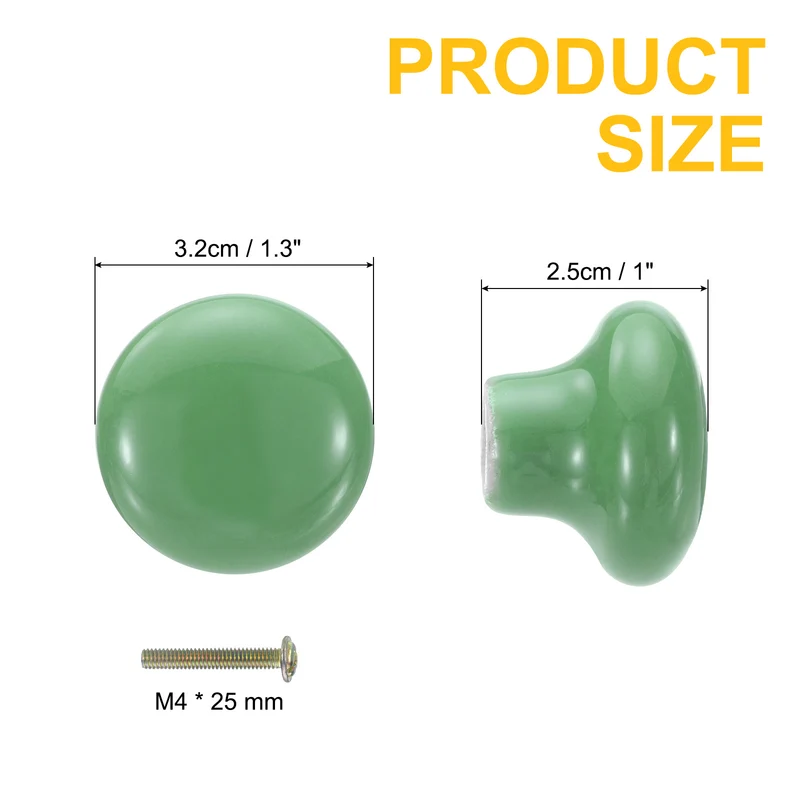 2 Pack Round Ceramic Drawer Knobs Green Dresser Pulls Handles