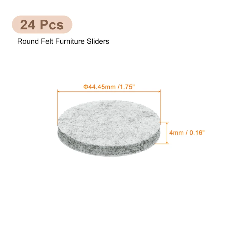 Furniture Sliders, 24Pcs 1.75" - Self Adhesive Felt Furniture Pads (Gray)
