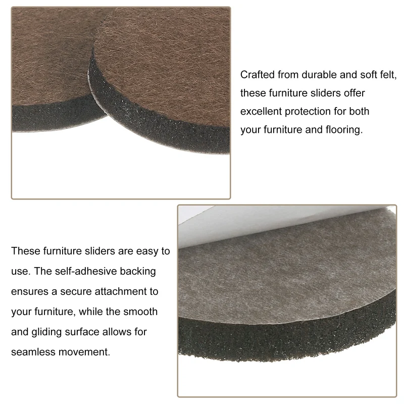 Furniture Sliders, 24Pcs 1.5" - Self Adhesive Felt Furniture Pads (Brown)