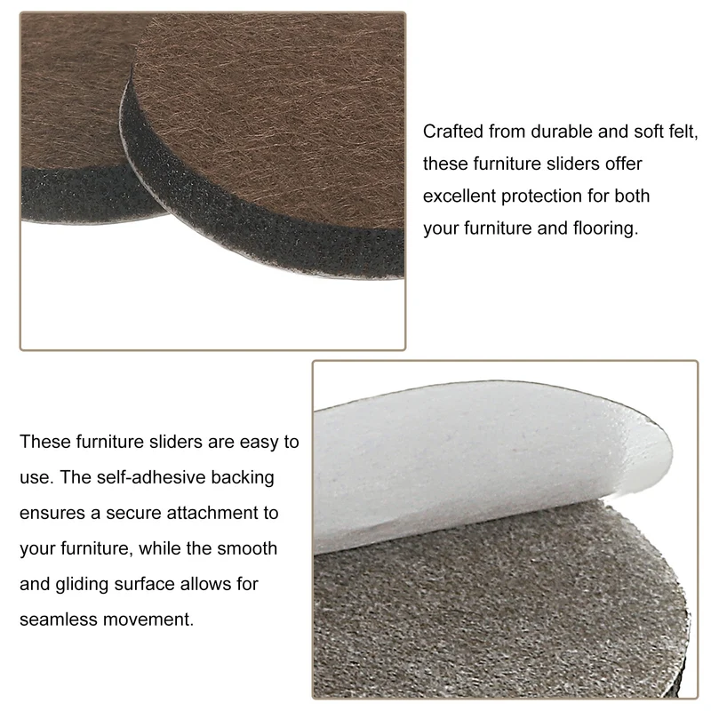 24Pcs Furniture Sliders 1.25" Self Adhesive Felt Furniture Pads Brown